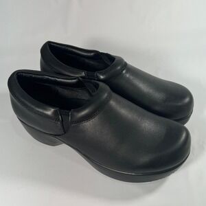 SR Max Geneva Women's Black Leather Clog Slip-Resistant Work Shoes Nursing US9